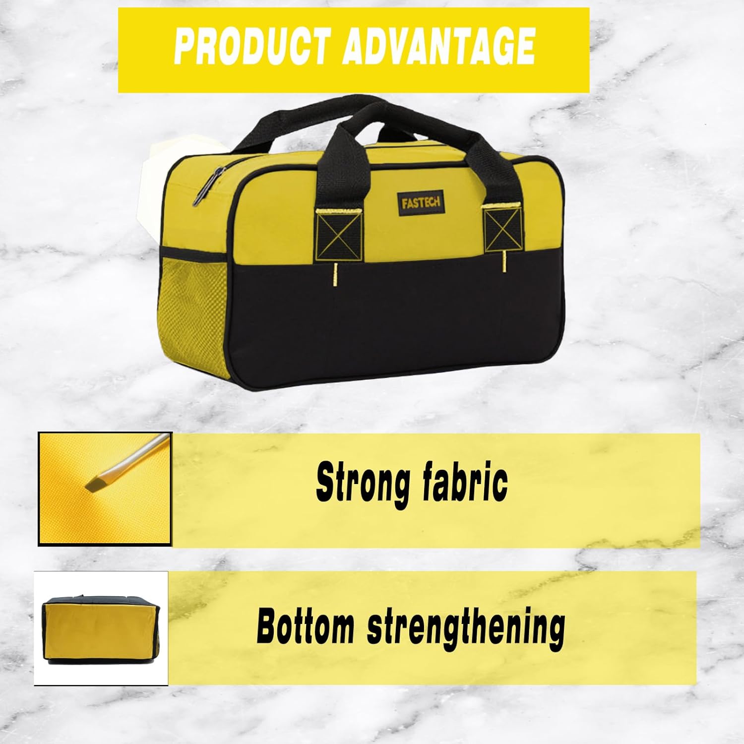 14 Inch Zipper Tool Bag, Small Wide Mouth Tool Tote Bag, Waterproof Tool Organizer Tote, Soft Handle Carrying Toolbag