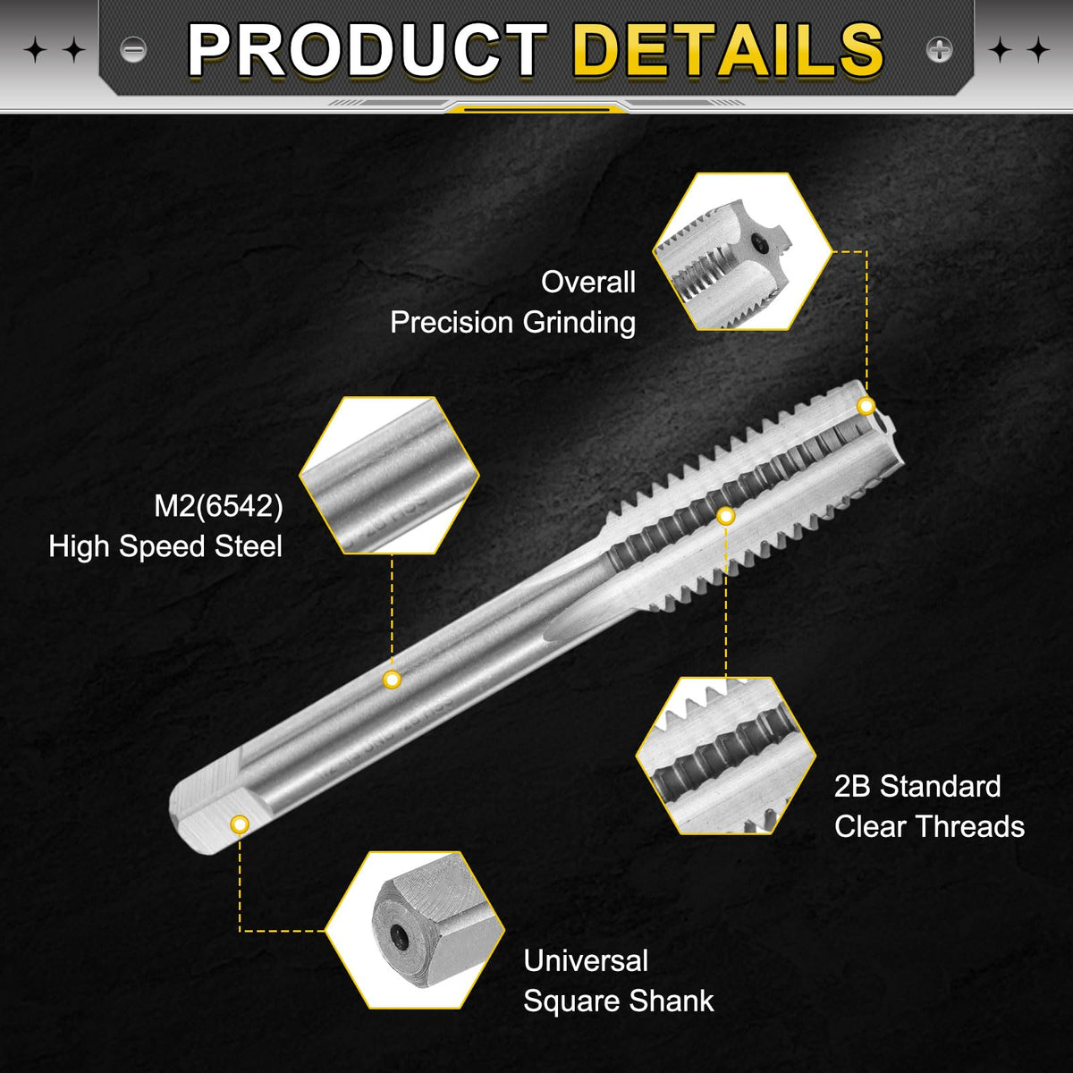 uxcell Hand Taper Tap 1/2-13 UNC 2B Thread Taper Style Taps Straight Flute