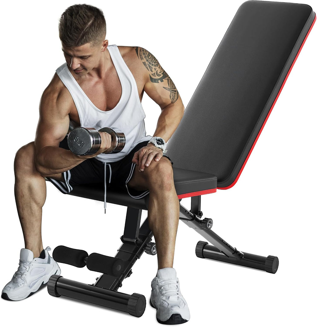 Adjustable Weight Bench for Full Body Strength Training, Foldable Workout Bench with Incline Flat Positions, 795 lbs