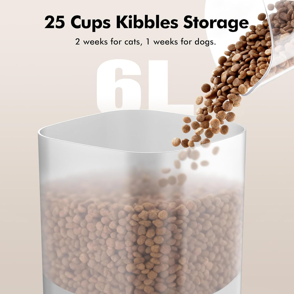 6L Automatic Cat Feeder for 2 Cats, APP Control, Precise Portion Control