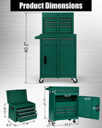 4-Drawer Rolling Tool Chest, 2-in-1 Storage Toolbox, Army Green
