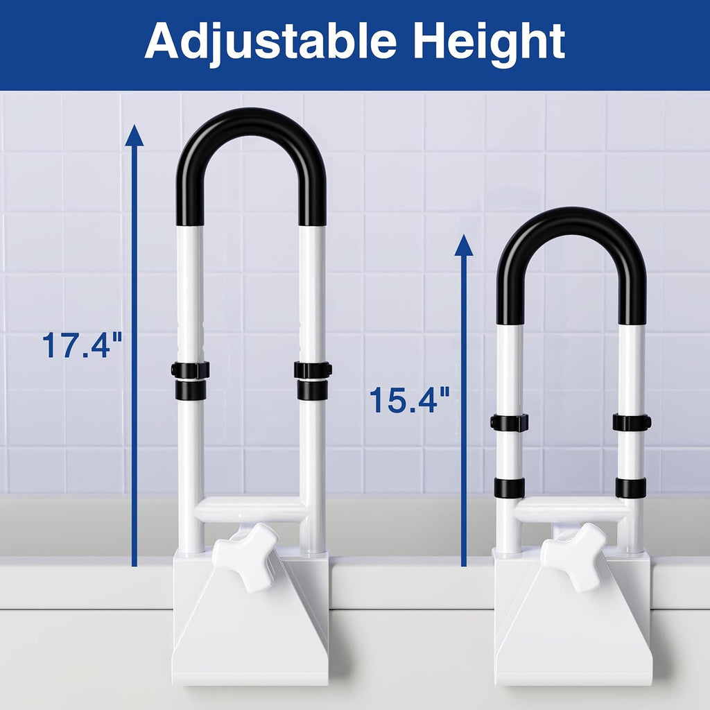 Adjustable Bathtub Safety Rail, Bathtub Handle Grab Bar with Non-Slip Grip for Seniors, Elderly, Fits 3.1 to 6.7 Inch