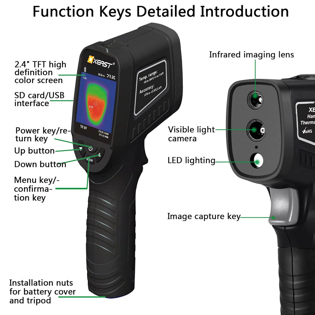 XE26 Thermal Imaging Camera, Handheld Infrared Thermal Camera, IR Image Resolution 1089 Pixels, 300000 Pixels Visible