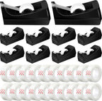 10 Pack Tape Dispenser, 20 Refills Weighted Non Skid,Black