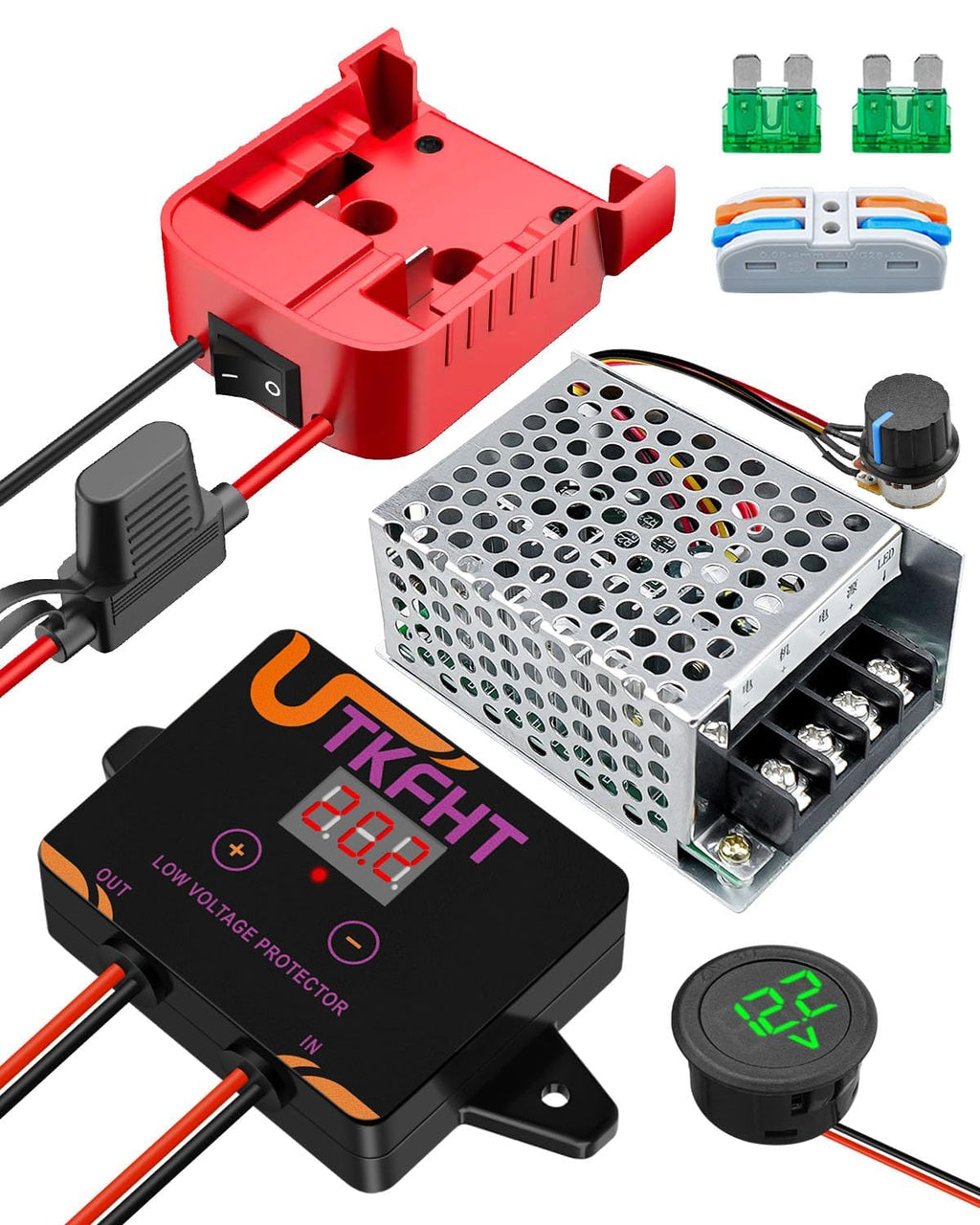 Power Wheel Adapter Kit Fit for Milwaukee 18V Battery,Low Voltage Protector