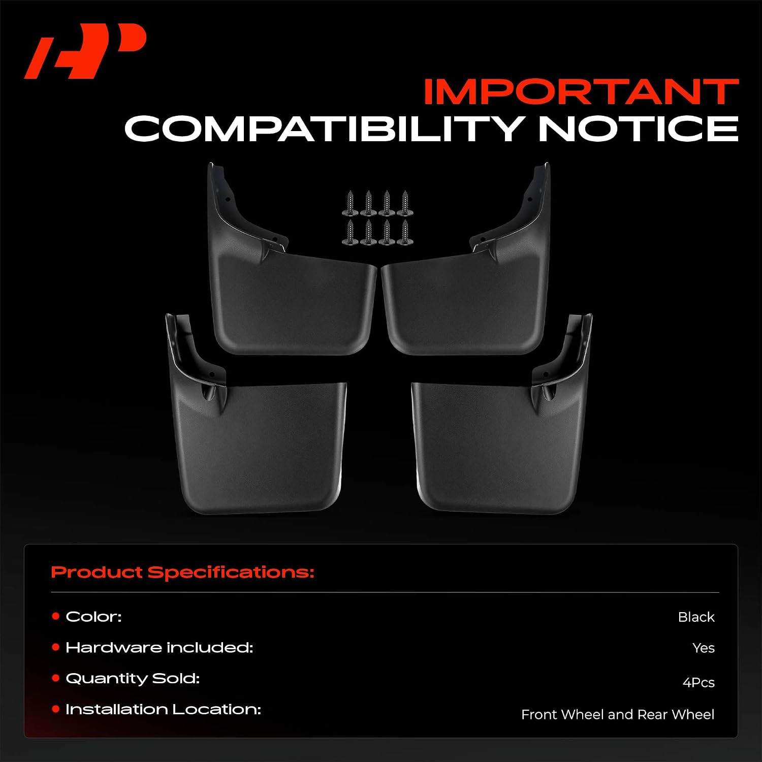 Mud Flaps Compatible with Ford F-150 2004-2014 Pickup | No Drilling Required Splash Guards with Installation Hardware