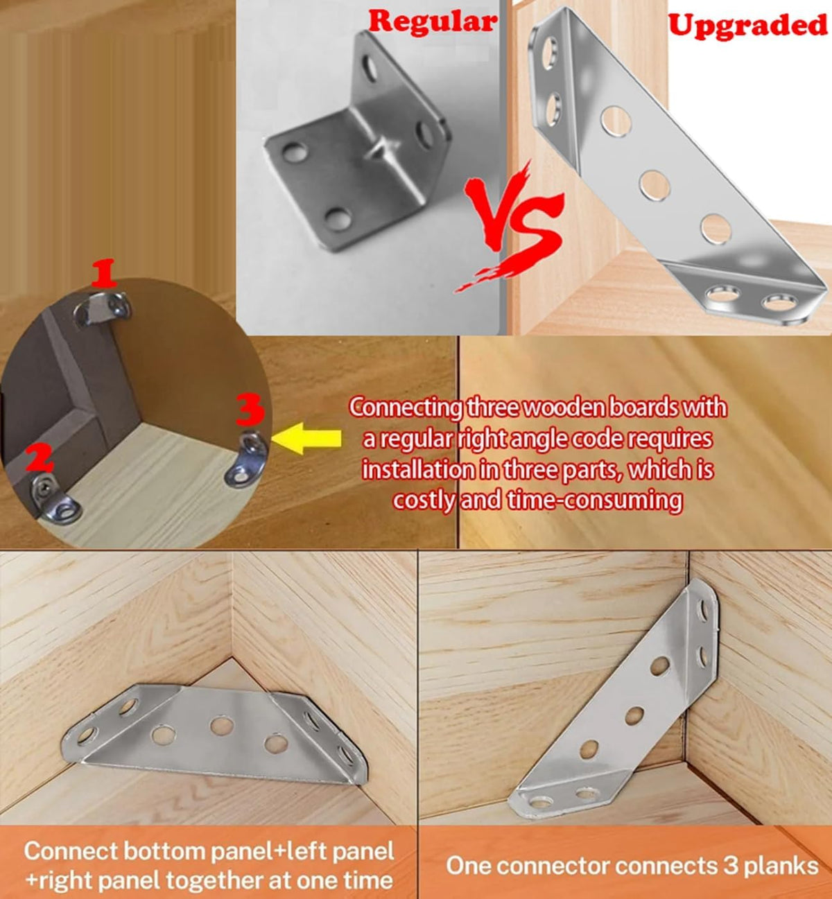 Furniture Corner Connector - 20PCS Universal Stainless Steel L Brackets for Wood,Hardware Metal Angle Bracket Corner