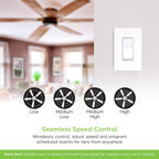 Enbrighten Z-Wave Fan Control Switch, Paddle, White & Light Almond, 1 Pack