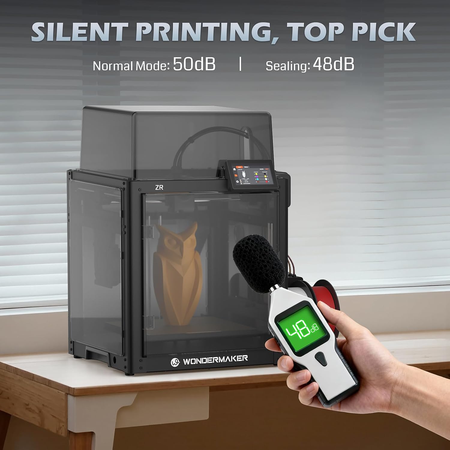 x WonderMaker ZR 3D Printer Enclosure Kit, Safer, Quieter Cover with Built-in Air Filtration, Stable Temperature for
