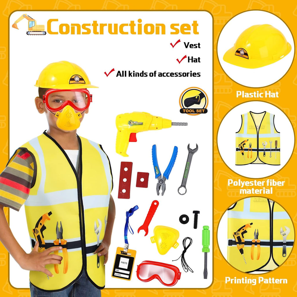 5 Sets Kids Dress up Costumes, Toddler Dress up Clothes for Boys Girls, Community Helpers Construction Worker Police