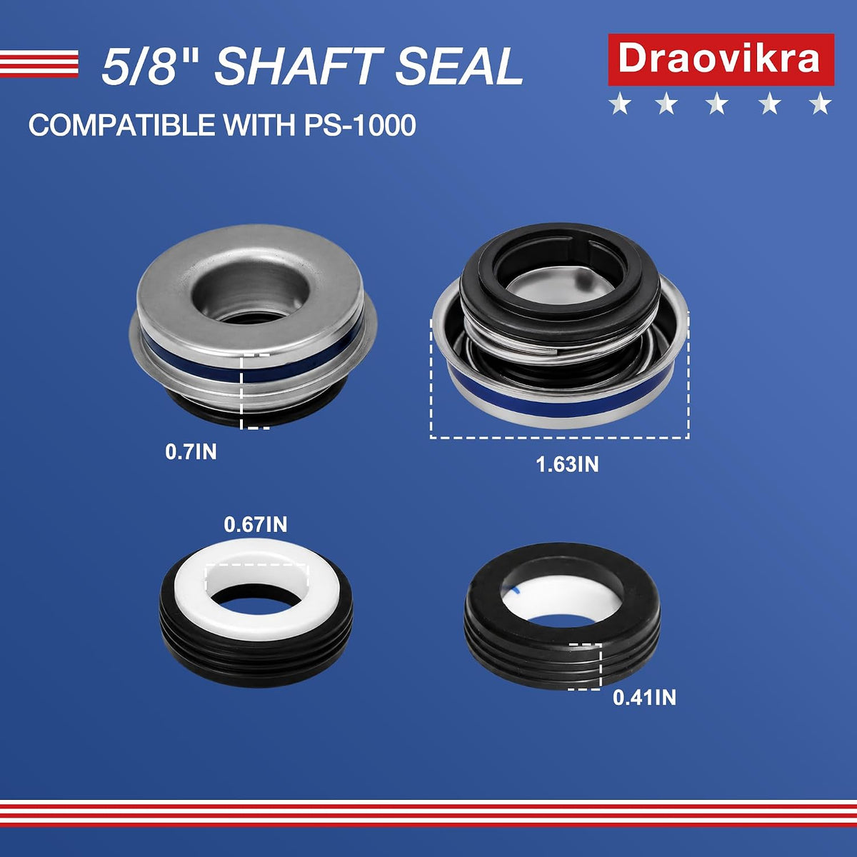 PS-1000 AS-1000 Shaft Seal for WhisperFlo IntelliFlo Pump, 2 Pack