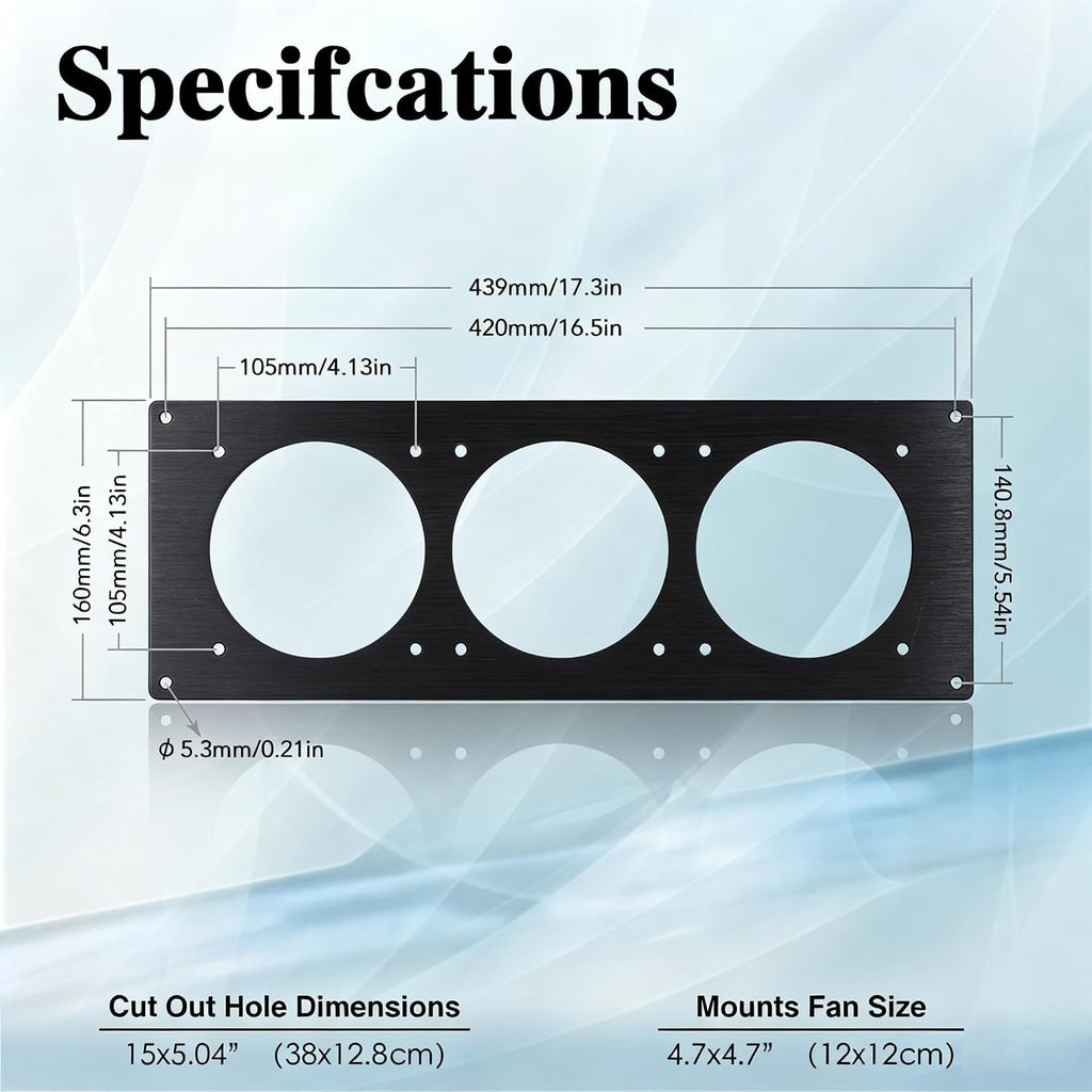 120mm Aluminum 3-Slot Fan Grille Mount Panel for PC AV Cabinets (1 Pack)