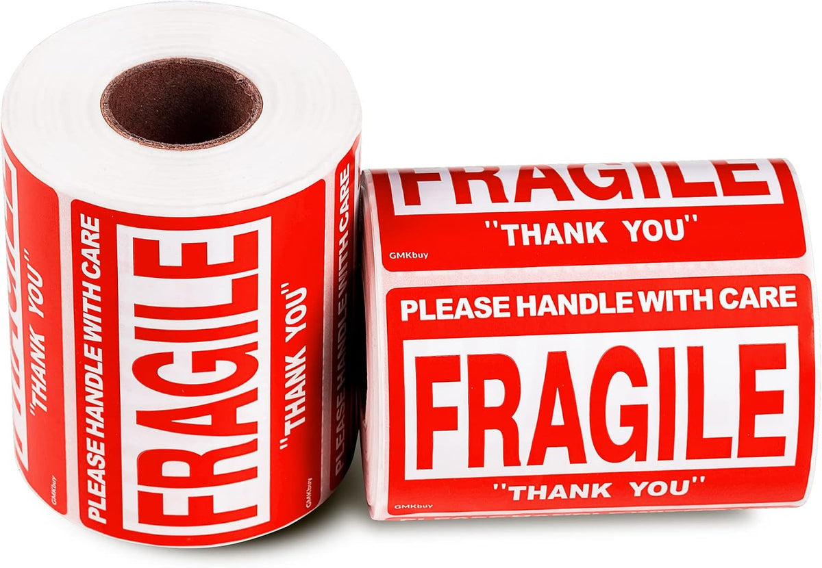 3 x 2 Inch – 500 (Pack 2) Fragile Stickers for Shipping & Moving – Easy Tear, Permanent Adhesive, Handle with Care