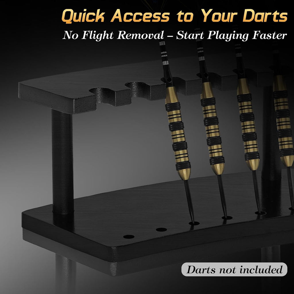 Wooden Dart Holder Stand for Desk or Shelf – Holds 6 Fully Assembled Steel or Soft Tip Darts – Compact Tabletop