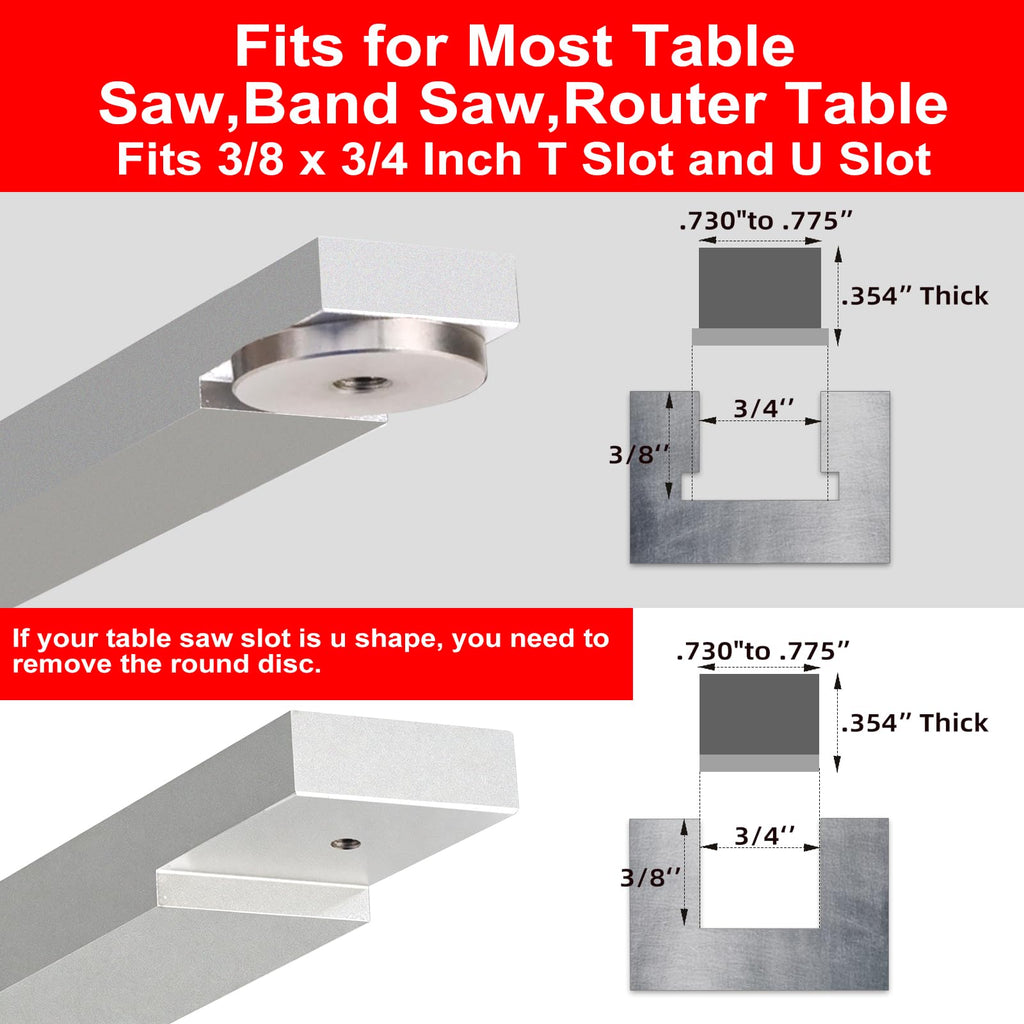 GOINGMAKE Compact Table Saw Miter Gauge with 14 to 24 Inch Extendable Fence