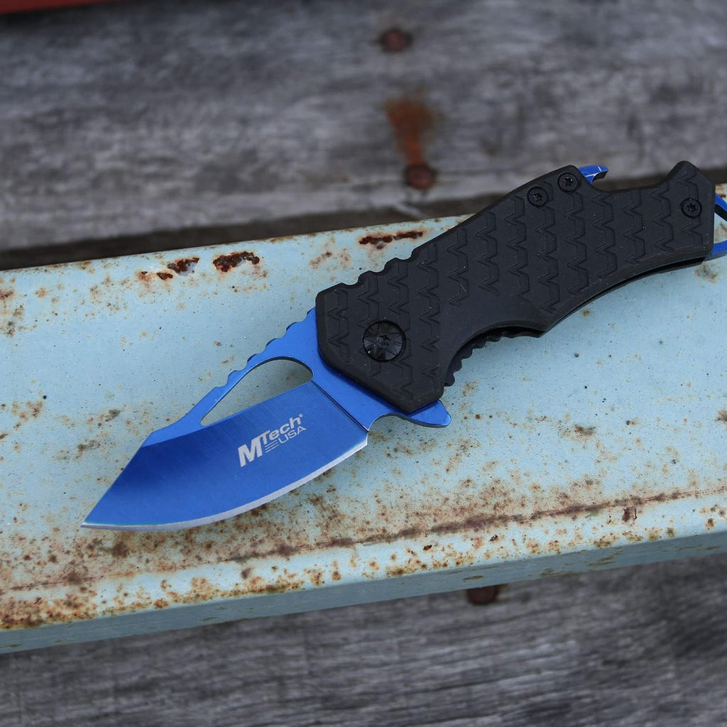 – Pocket Folding Knife – Fine Edge Steel Blade, Aluminum/Nylon Fiber Handle, Bottle Opener and Pocket Clip, Tactical