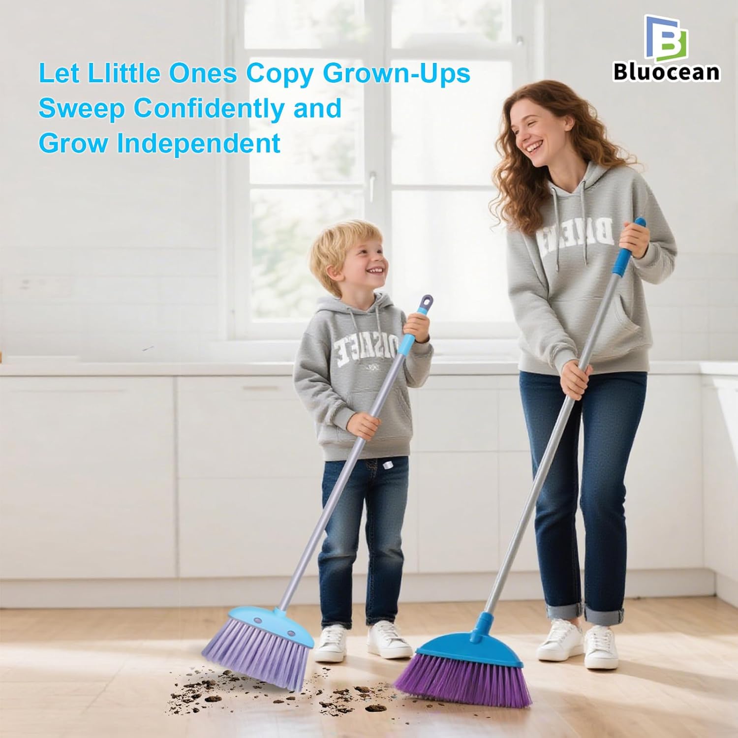 28'' Kids Mini Broom and Dustpan Set - Toddler Cleaning Toy, Toddler Household Helper, Parent-Child Interactive Play