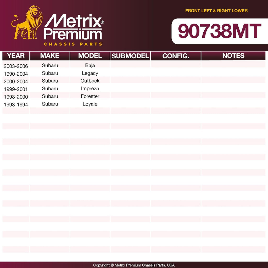 Metrix Premium Chassis Parts - Control Arm w Ball Joint & Bushing Assembly