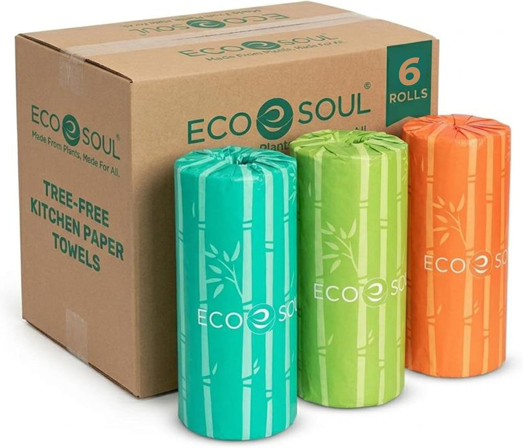 Bamboo Kitchen Paper Towels, (2-Ply, 6 Rolls, 150 Sheets Each)