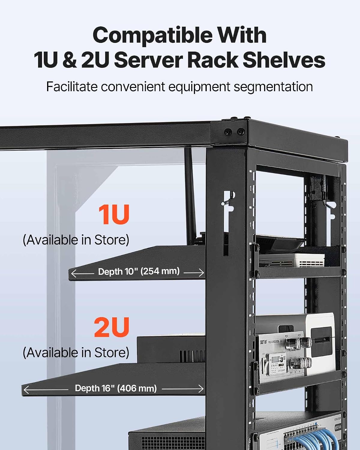 VEVOR 12U Wall Mount Server Rack, 150 lbs Max Load Capacity, Open Frame Network Rack with 180 Degrees Gate Swing, Carbon Steel, for 19-Inch IT Network Equipment & AV Devices Computer Server, Black