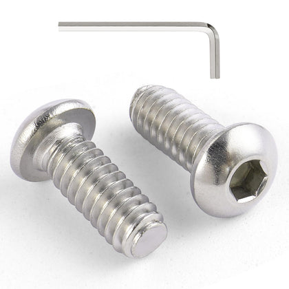 100Pcs 1/4-20 x 3/8" Button Head Socket Cap Bolts Screws, 304 Stainless Steel 18-8, Allen Hex Drive, Bright Finish
