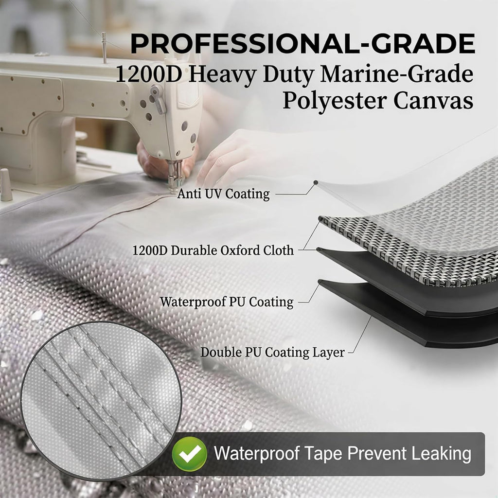 T Top Boat Cover 22-24 FT, Fits T-Top Roof Boats up to 106" Beam | Boat Cover for Center Console Boat, 1200D Heavy