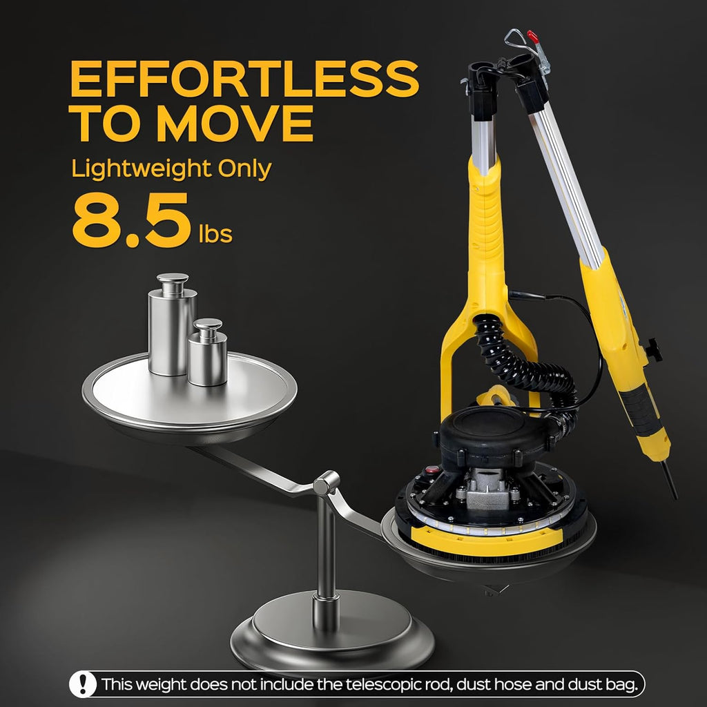 Drywall Sander Tool, KUPERIA 8.5 Amp Popcorn Ceiling Removal Tool, Yellow | 7 Variable Speed 800-1800RPM, Electric
