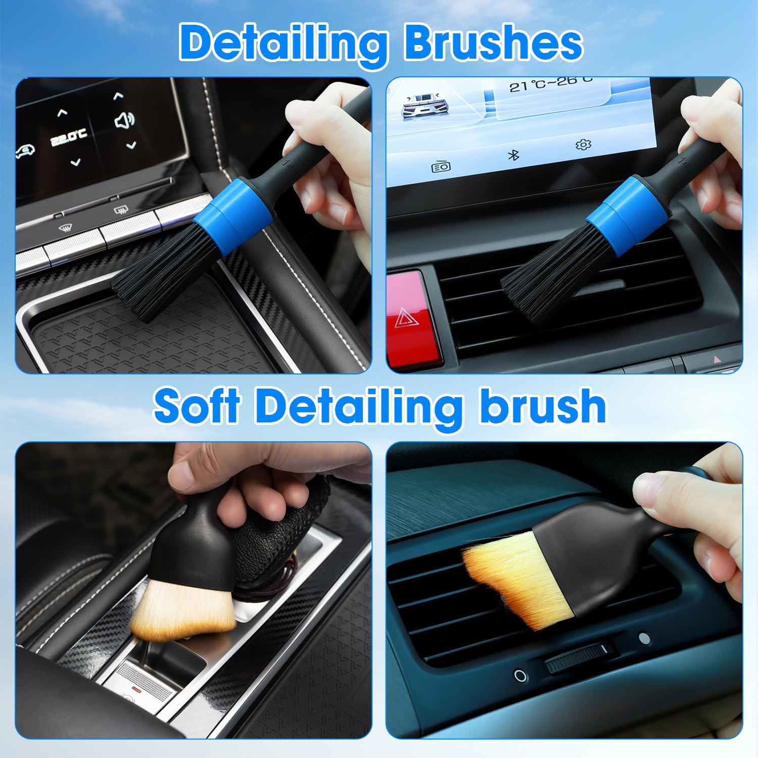 Windshield Cleaner Tool, Car Interior Cleaning Kit with Extendable Handle and 3 Reusable Microfiber Pads, Auto Glass