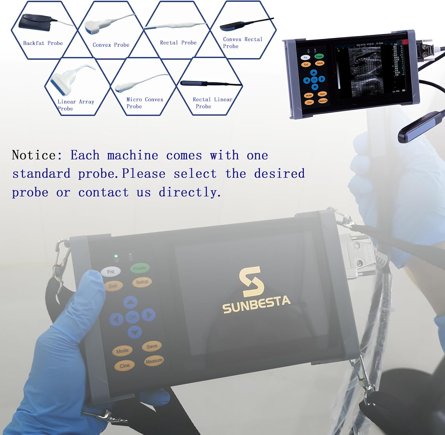 A20 Veterinary Ultrasound Machine for Pregnancy, Handheld Ultrasound Scanner with 6.5 MHz Rectal Linear Probe for