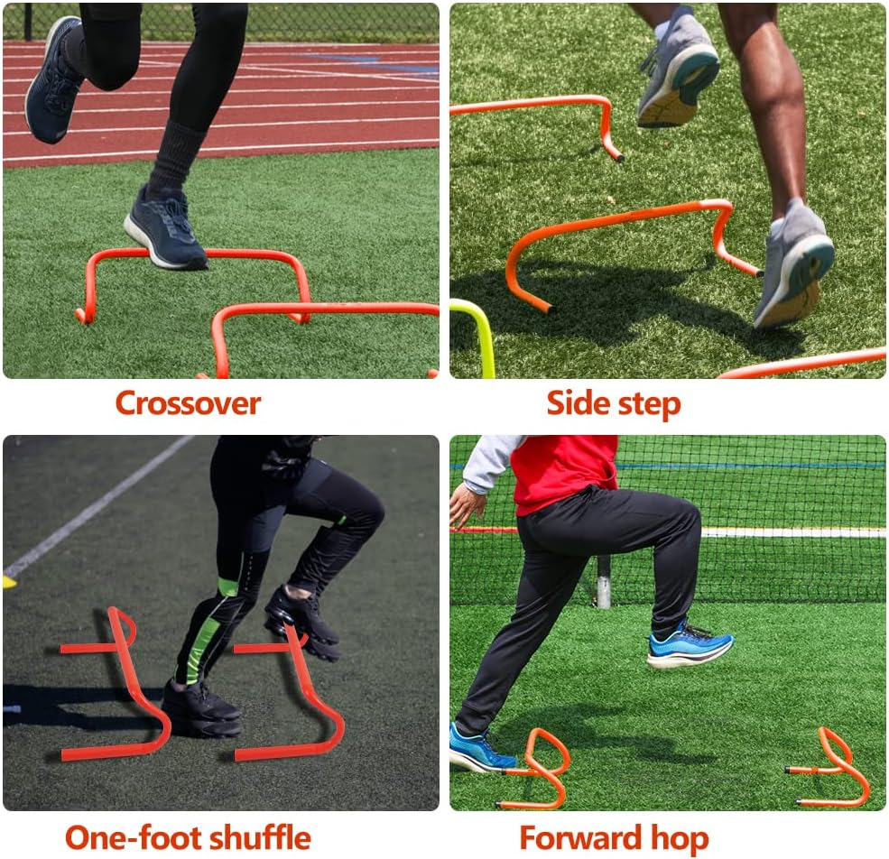 Speed & Agility Ladder Training Equipment Set, Includes 12 Rung 20ft Agility Ladder, 4 Agility Hurdles,12 Disc Cones