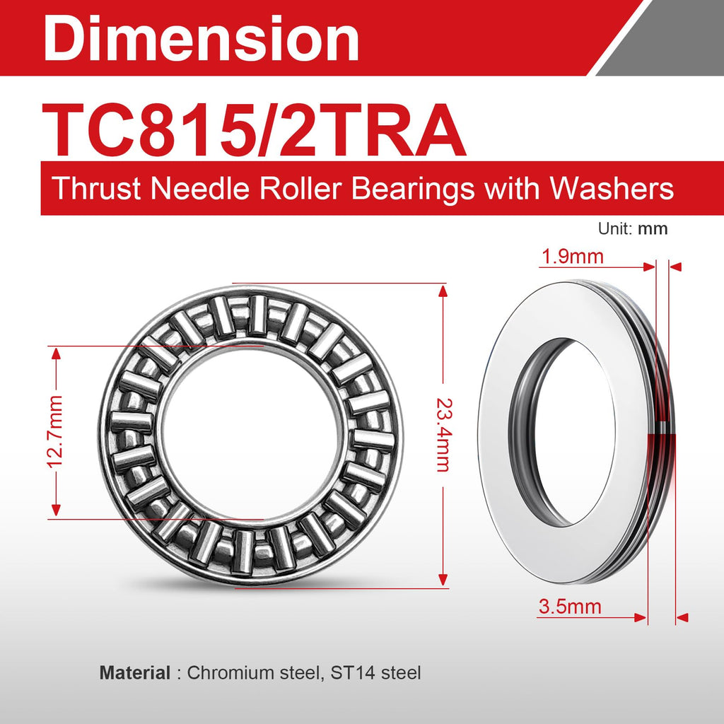 Neprift 2 Sets TC815+2TRA Thrust Needle Roller Bearings, 1/2"