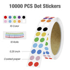 10000 PCS Small Dot Stickers 0.25" Mini Circle Round Stickers