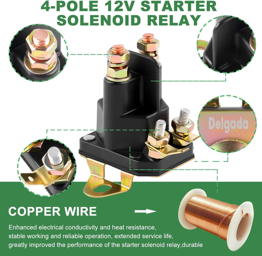Delgada Starter Solenoid 12V 117-1197 4-Terminal for Toro Exmark Timecutter