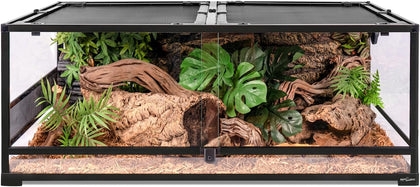 48''x24''x18'' Glass Reptile Terrarium, Front Opening Snake Tank with Double Hinge Door, Reptile Enclosure with Top