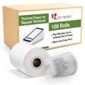 Thermal Paper Rolls Compatible with Square Terminal – 100 Rolls