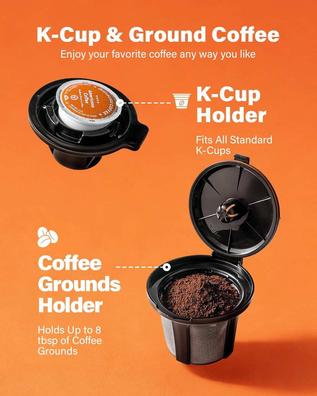 Single Serve & Carafe Coffee Maker, Dual Brew for K Cup Pods & Ground Coffee, Hot & Iced Drip Coffee Machine, 6-32oz