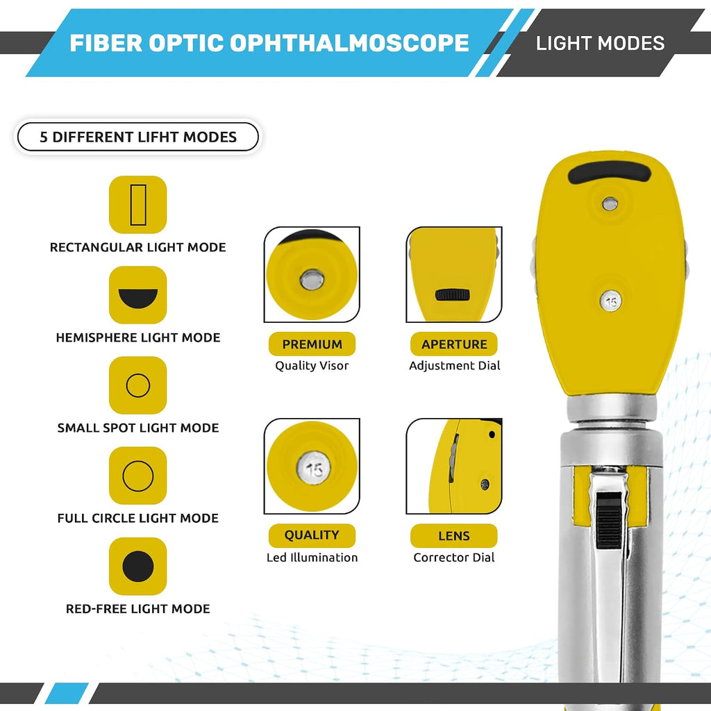 Multi-Function 2 in 1 Otoscope Set - Otoscope/Ophthalmoscope for Ear & Eye Examination - Professional Kit for Home
