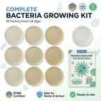 Bacteria Growing Kit with Pre-Poured Agar Plates, Petri Dishes with Agar