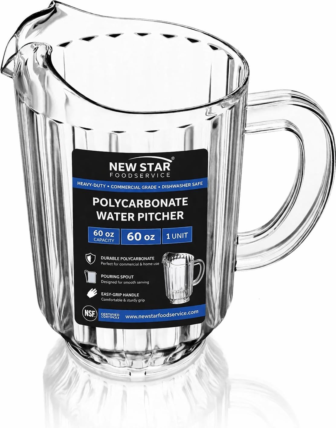 Commercial Polycarbonate Water Pitcher, 60 oz, Clear