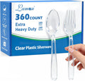 360 Count Extra Heavy Duty Clear Plastic Forks and Spoons