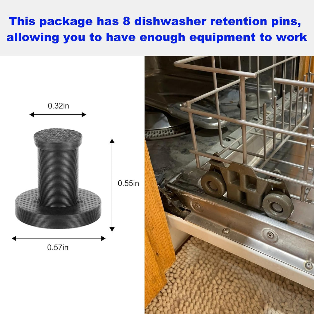 Dishwasher Rack Wheel Retention Pin For Maytag, Whirlpool, Kenmore, Kitchenaid Dishwasher Wheel AP5983730, PS11722152, W10195416V -8 PCS