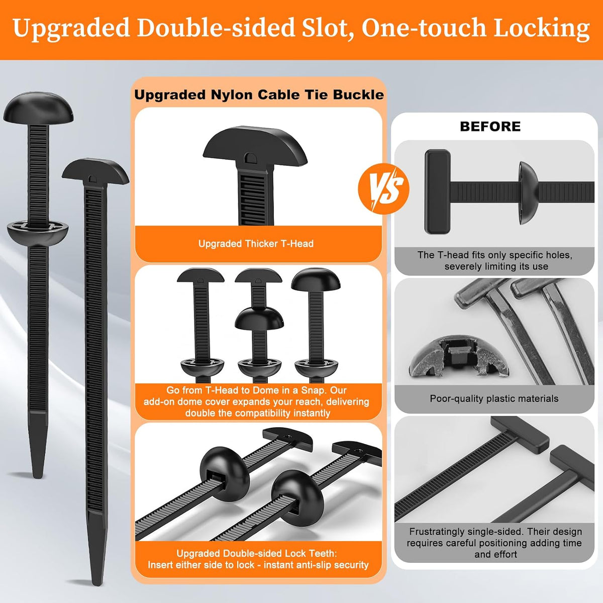 Nylon Universal Cable Tie Buckle for Car Heavy Duty 50 PCS | Upgraded Automotive Zipper Clips, Fender Zip Ties