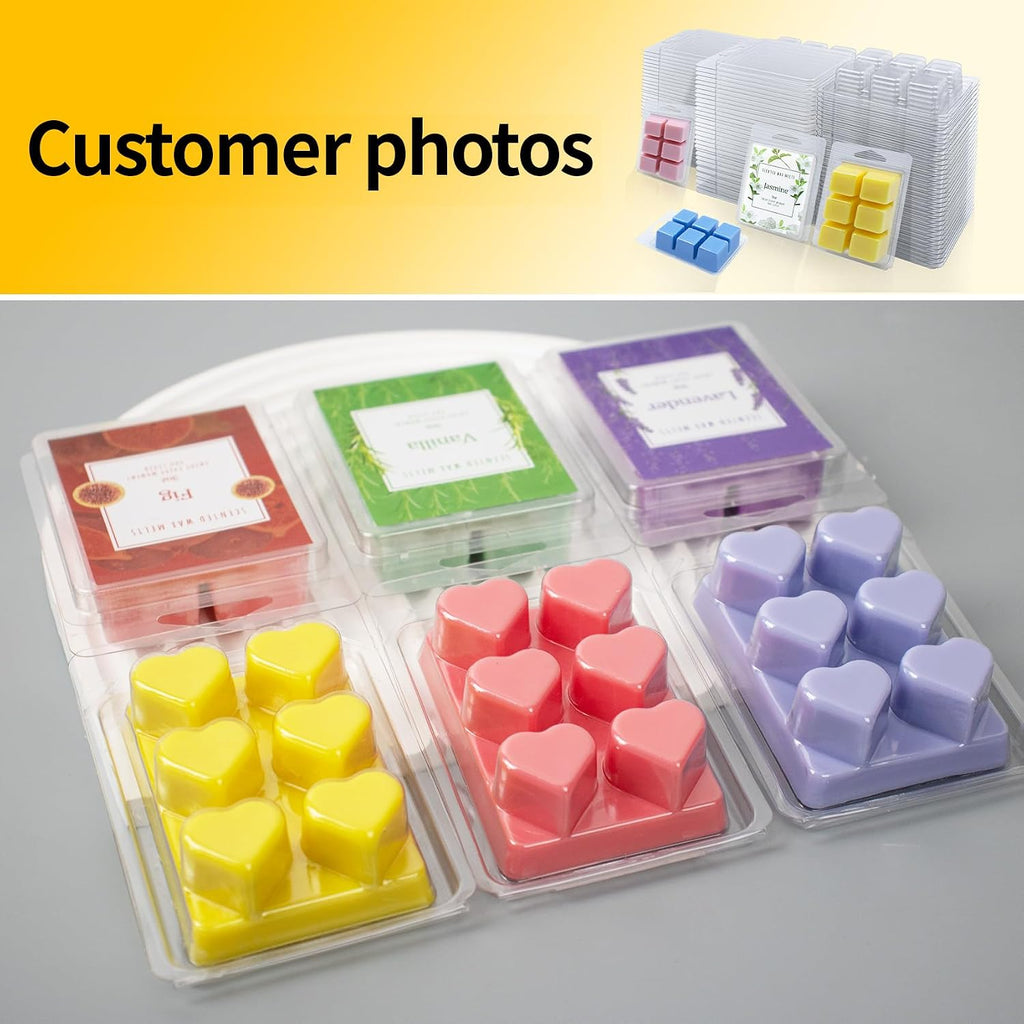 Wax Melt Container Clamshell Packaging Mold Box with Packaging Box | Plastic Clear Empty Wax Candle Melt Tart