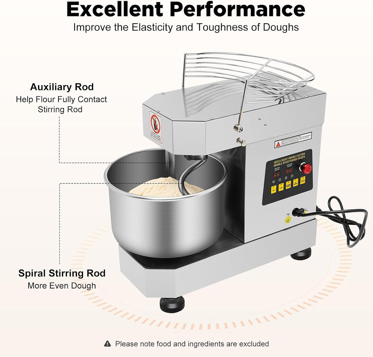 Commercial 750W Dough Kneading Machine 10L Electric Dough Mixer 110V