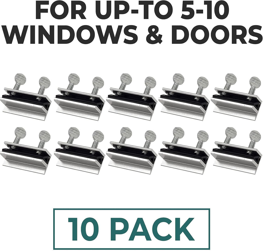 Window Locks, 10 Pack for Vertical and Horizontal Windows, Sliding Window Locks, Adjustable Aluminum Stoppers