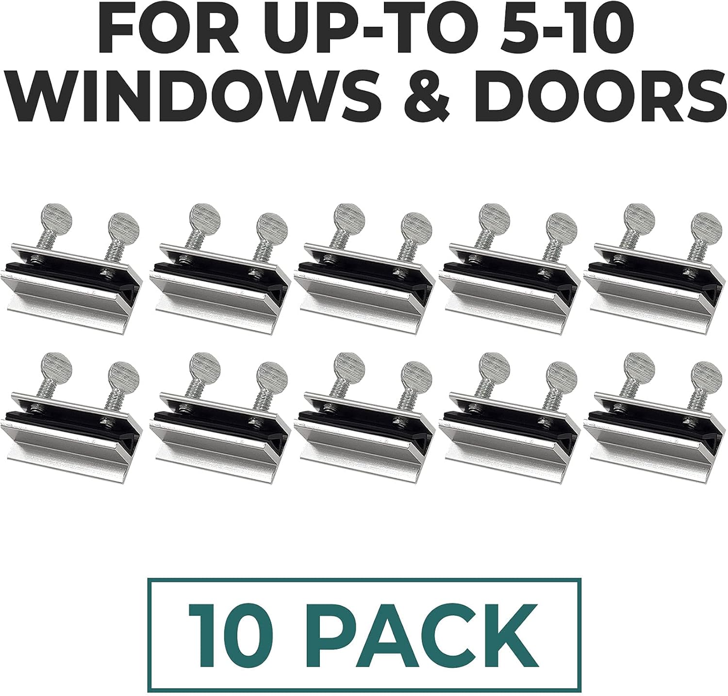 Window Locks, 10 Pack for Vertical and Horizontal Windows, Sliding Window Locks, Adjustable Aluminum Stoppers