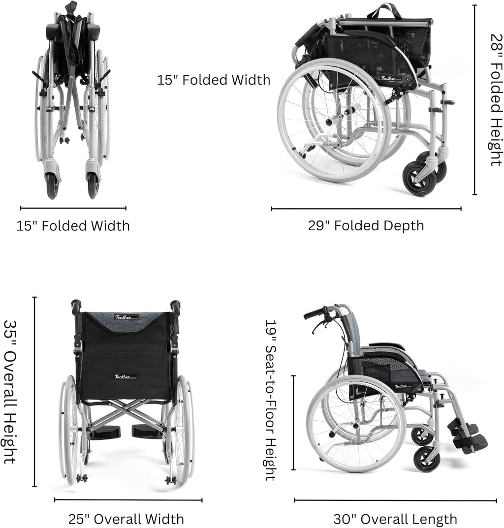 Red Lightweight Folding Wheelchair - 13.5 lbs, 18" Seat Width - with Swingaway Legrests, Anti-tippers, and Quick