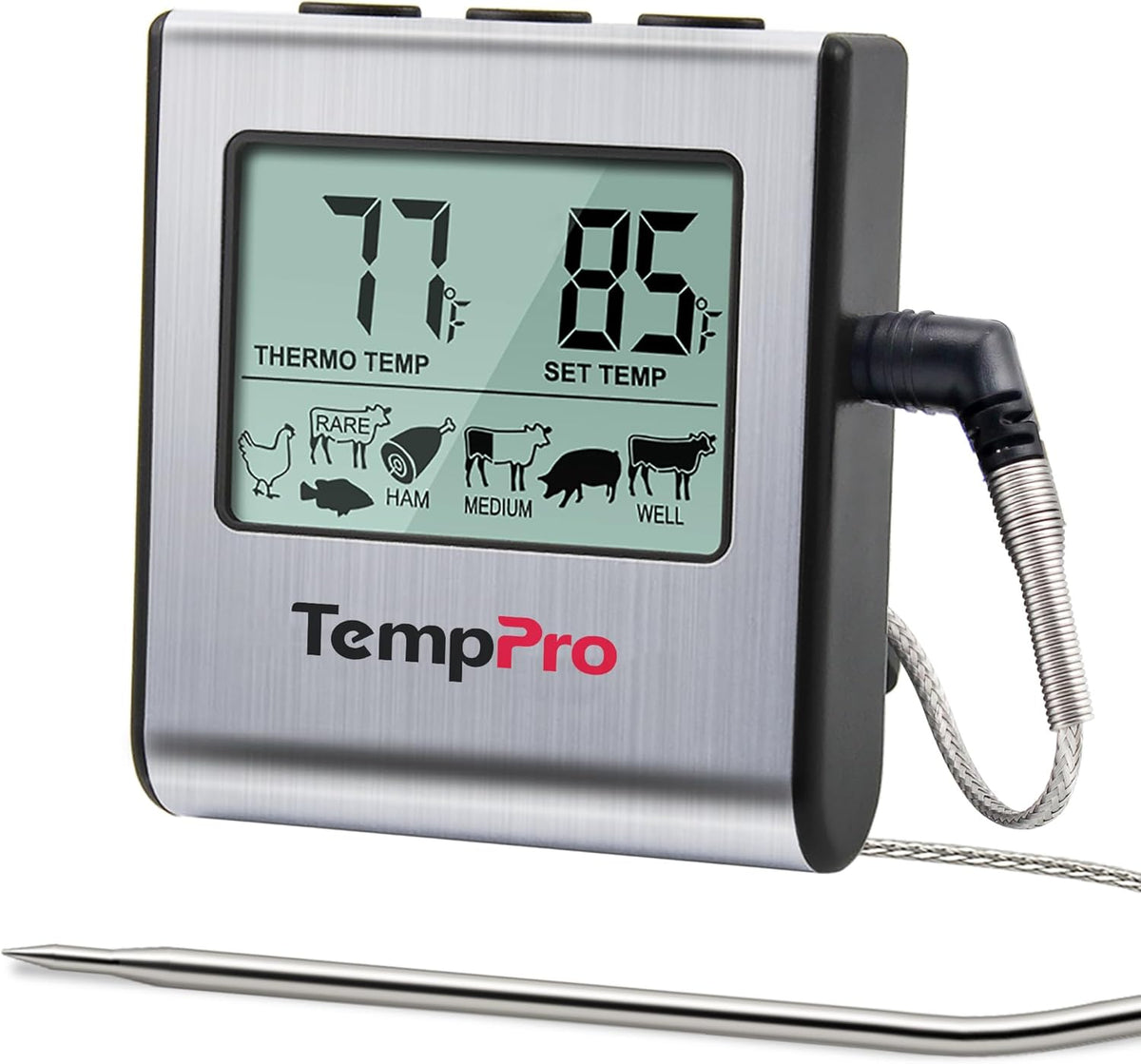 TempTrack Large LCD Digital Meat Thermometer for Cooking, Smoking