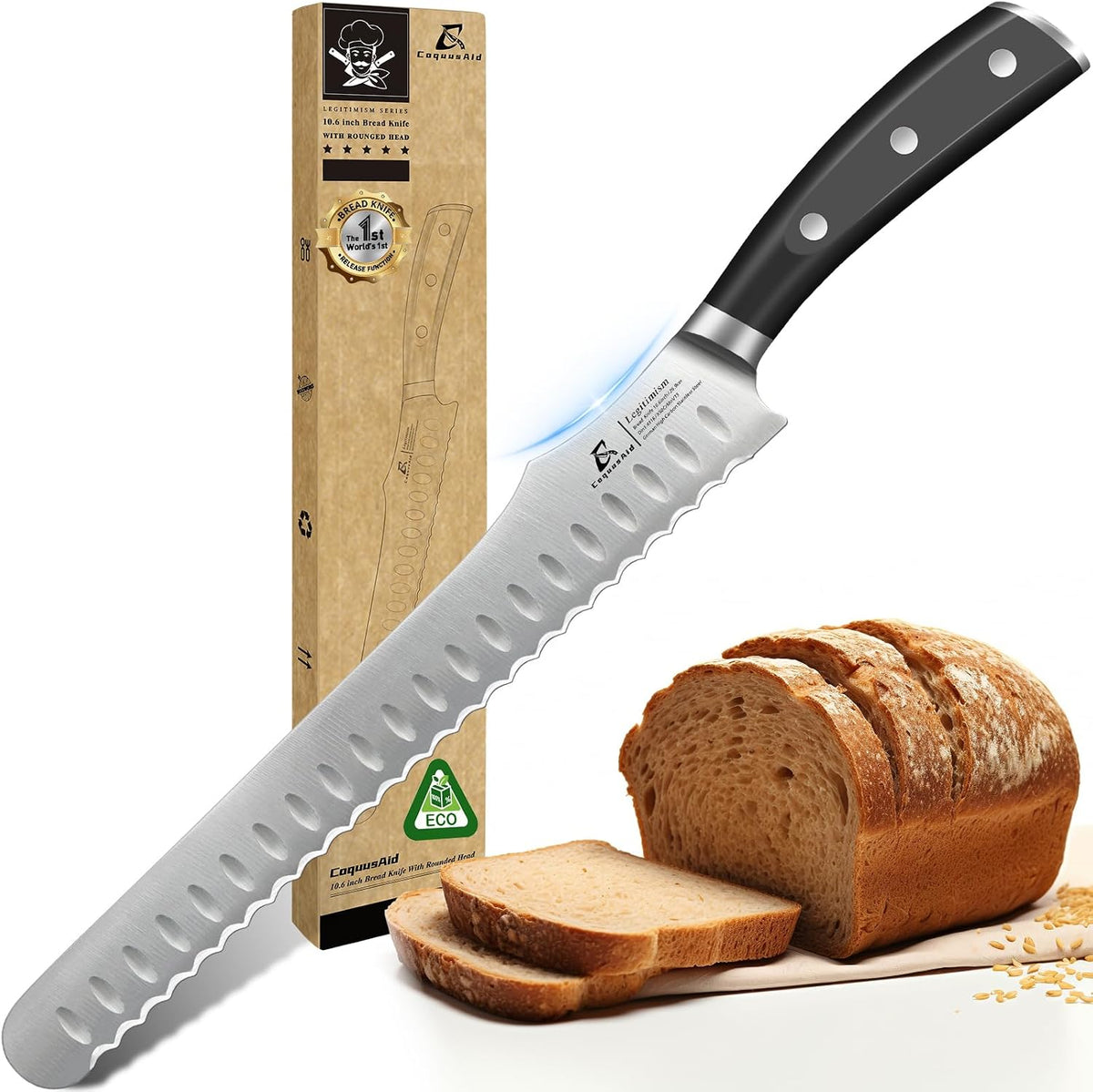 Resharpenable Bread Knife for Homemade Bread, 10.6'' Bread Slicer