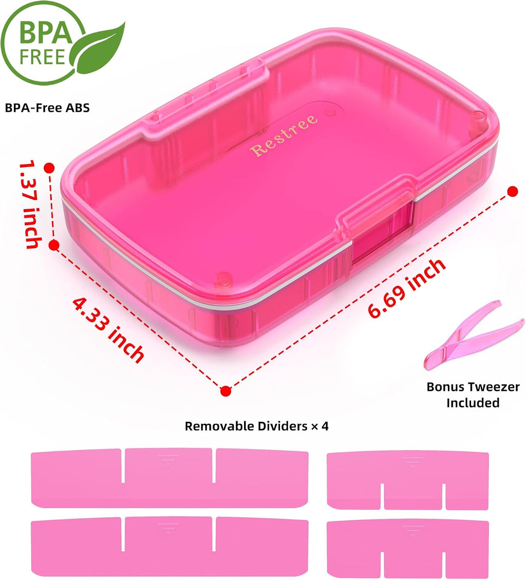 Pill Organizer, Large Waterproof Travel Pill Case, Magnetic Closure & Adjustable Dividers for Daily Vitamins